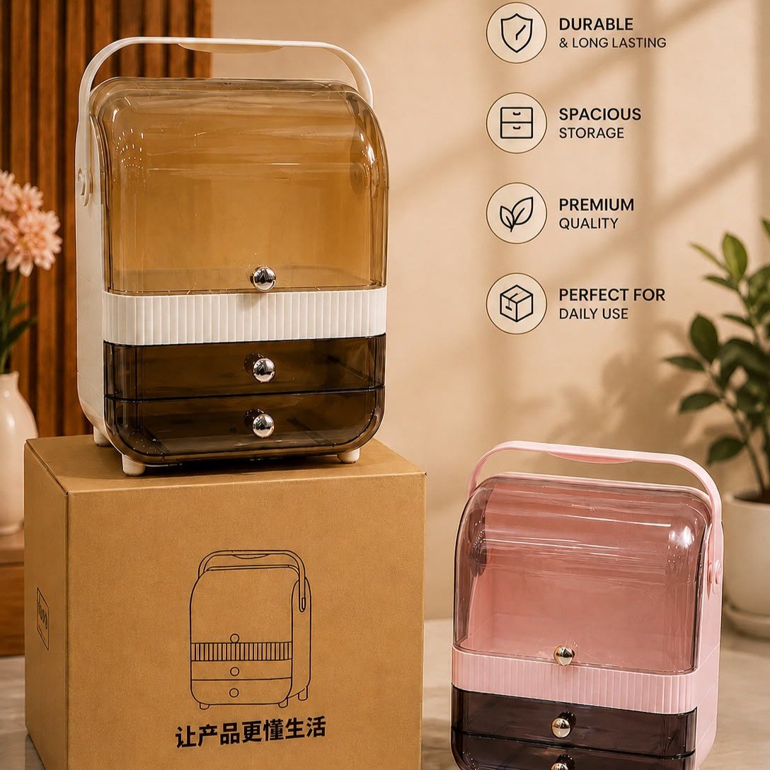 3-Tier Portable Dustproof Makeup & Skincare Organization
